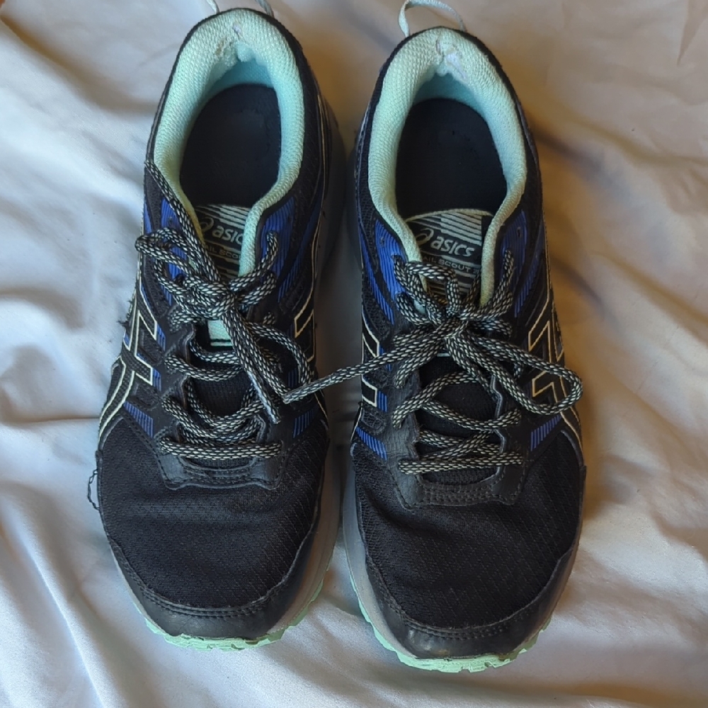 Asics Black and Blue Athletic Sneakers